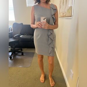 Calvin Klein Grey Asymmetrical Sheath Dress
